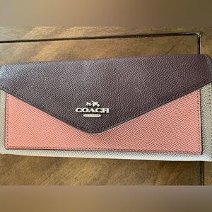 Coach Pink and Brown Leather Clutch